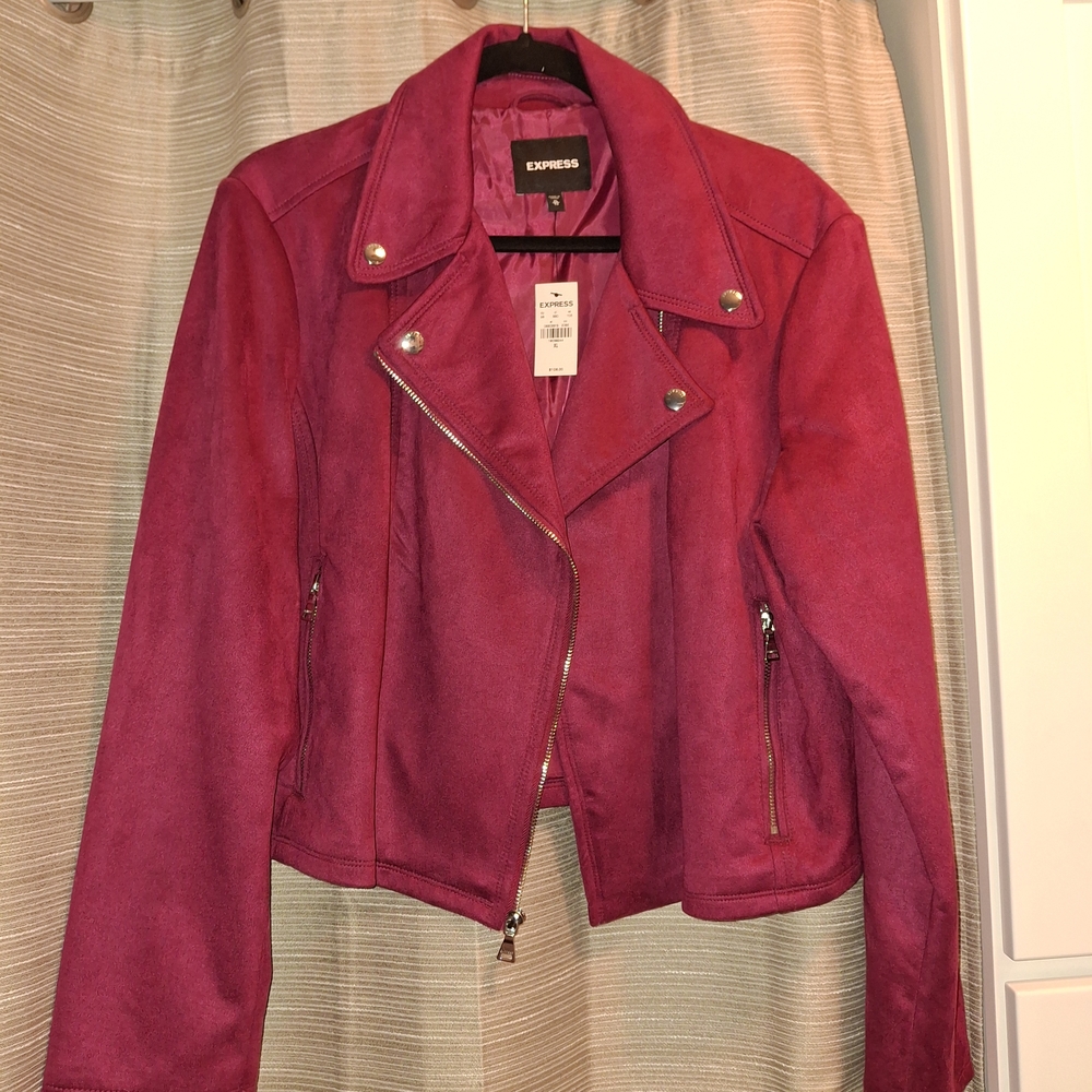 Express Women's Burgundy microfiber/suede Jacket